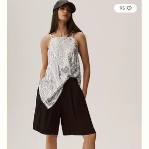 By Anthropologie Sequins Halter Tank. Size large.